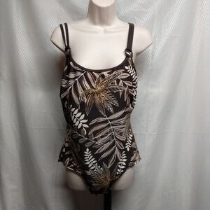 Costa del Sol women's Swimsuit 1piece, 18, Brown Tan leaf print, pre-own…